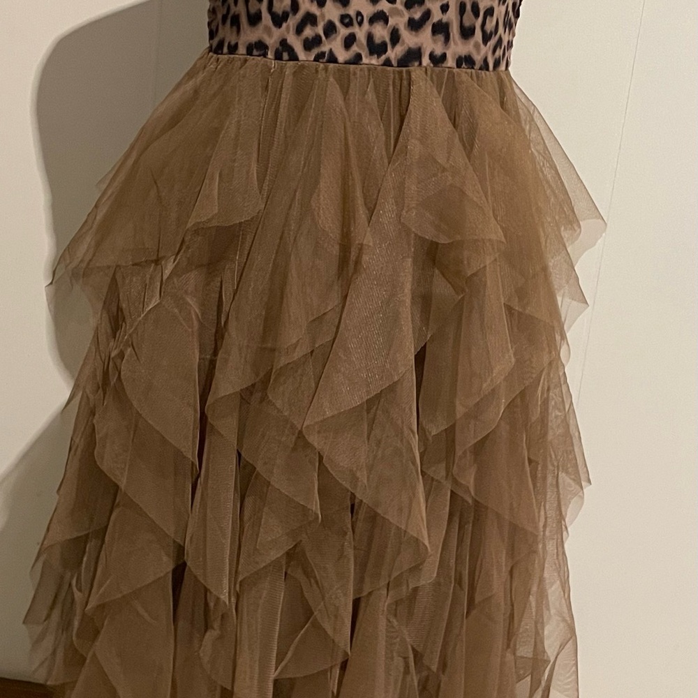 SHEIN Brown Asymmetrical Tulle leopard print dress - Picture 7 of 13